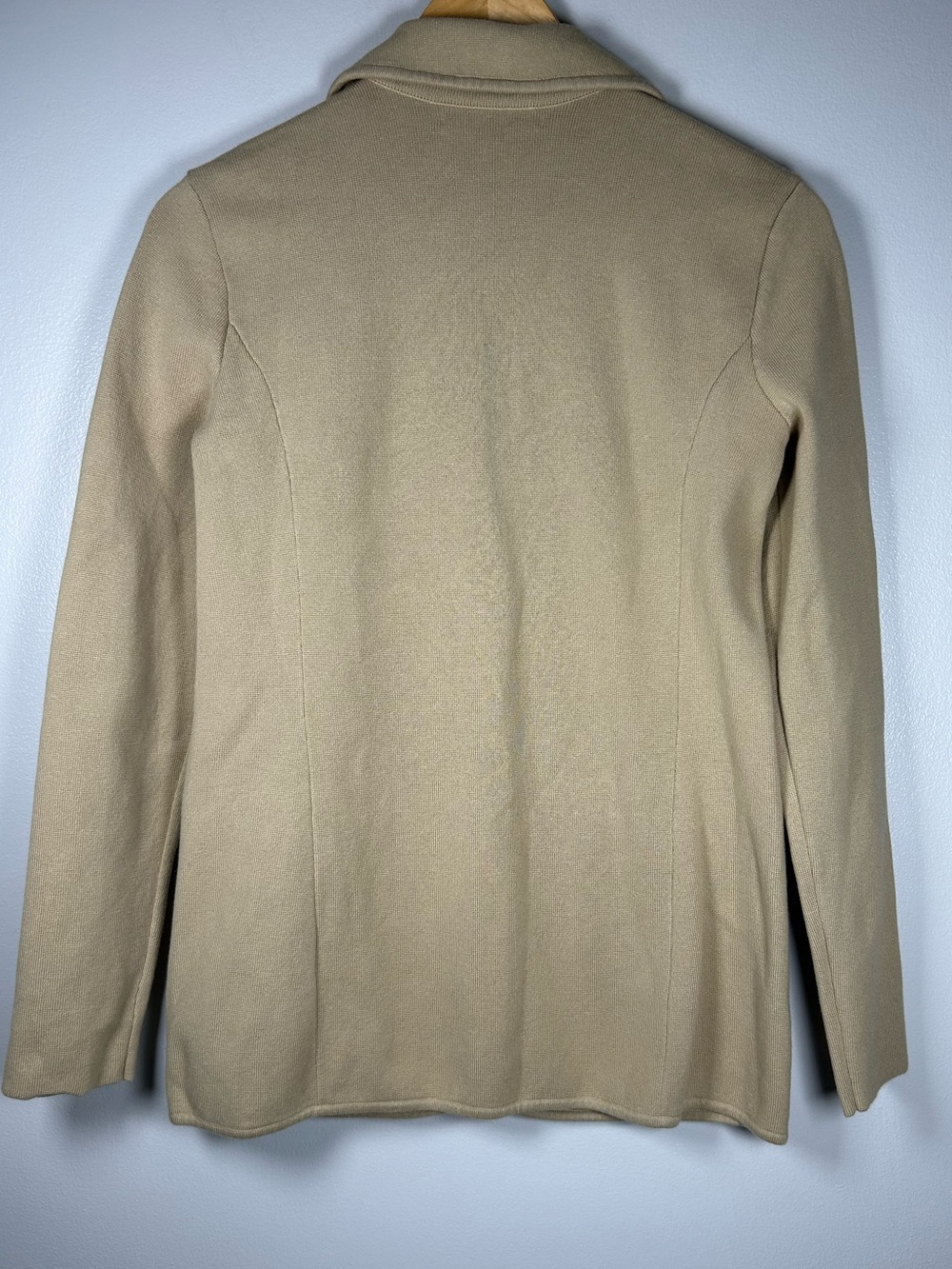 Lauren Ralph Lauren Tan Cotton Blend Sweater Knit Blazer Jacket - Picture 5 of 14
